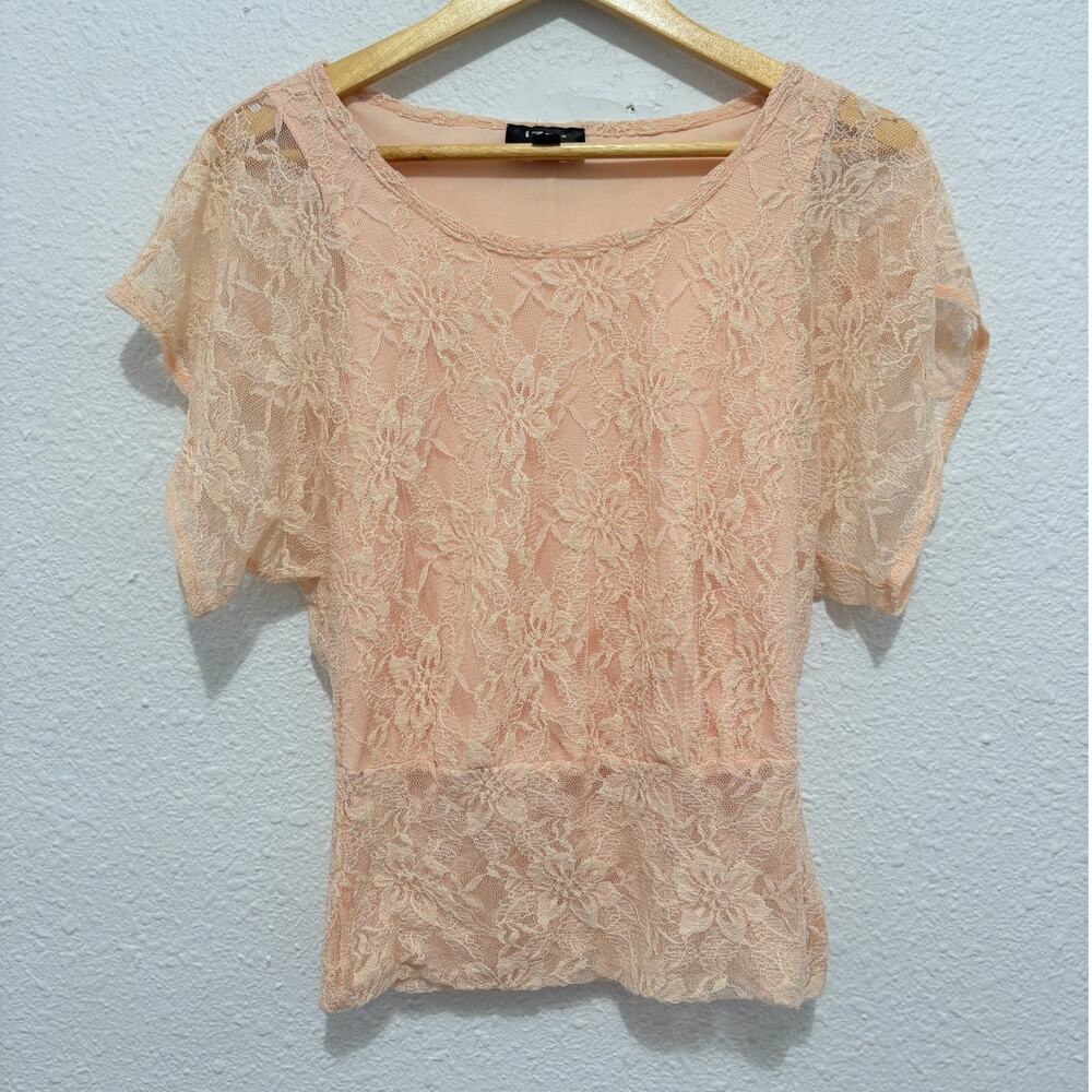 y2k iz byer batwing top lace blouse boho romantic feminine vintage mesh sheer